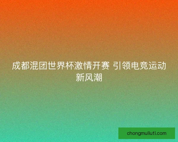 成都混团世界杯激情开赛 引领电竞运动新风潮