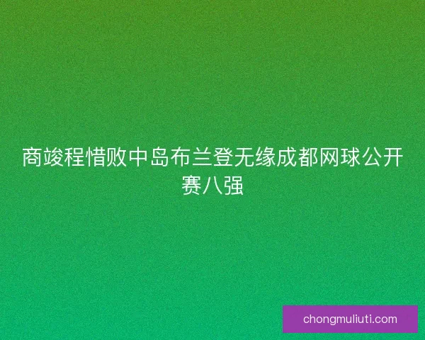 商竣程惜败中岛布兰登无缘成都网球公开赛八强